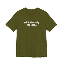 Load image into Gallery viewer, Halloween shirt, fall shirt, trick or treat shirt, cute shirt, funny halloween tshirt, mom halloween, trade candy for wine shirt