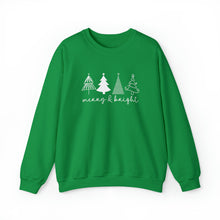 Load image into Gallery viewer, Merry & Bright with Trees Crewneck Sweatshirt