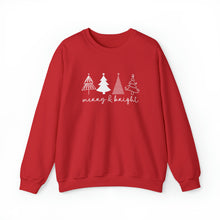 Load image into Gallery viewer, Merry & Bright with Trees Crewneck Sweatshirt
