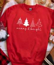 Load image into Gallery viewer, Merry & Bright with Trees Crewneck Sweatshirt